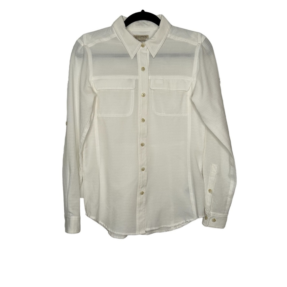 Exofficio White Textured Button-Up Shirt Sz XS